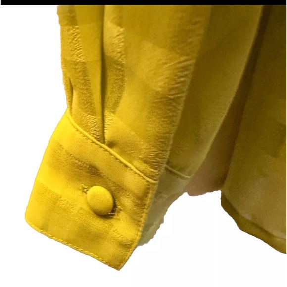 Liz Baker Women's Lime Green Long Sleeve Blouse Size 18 EUC Sheer - Picture 10 of 10